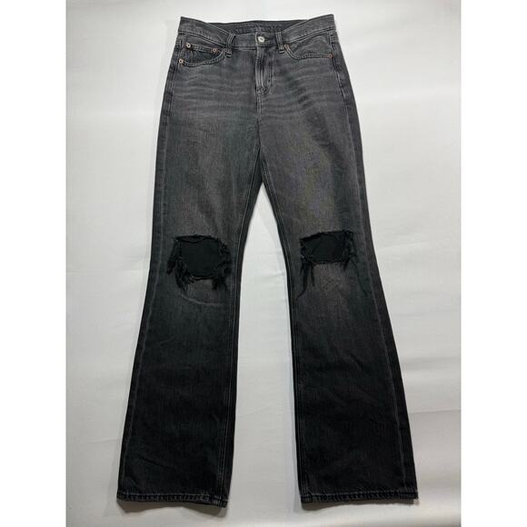 American Eagle Women's 90s Bootcut Distressed Black Denim Jeans - Size 4 (29x31) - Picture 1 of 6